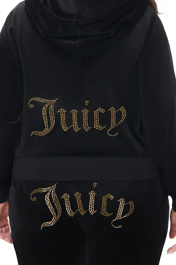Plus-Size Technicolor Customizable Big Bling Velour Hoodie Plus-Size Technicolor Customizable Big Bling Velour Hoodie