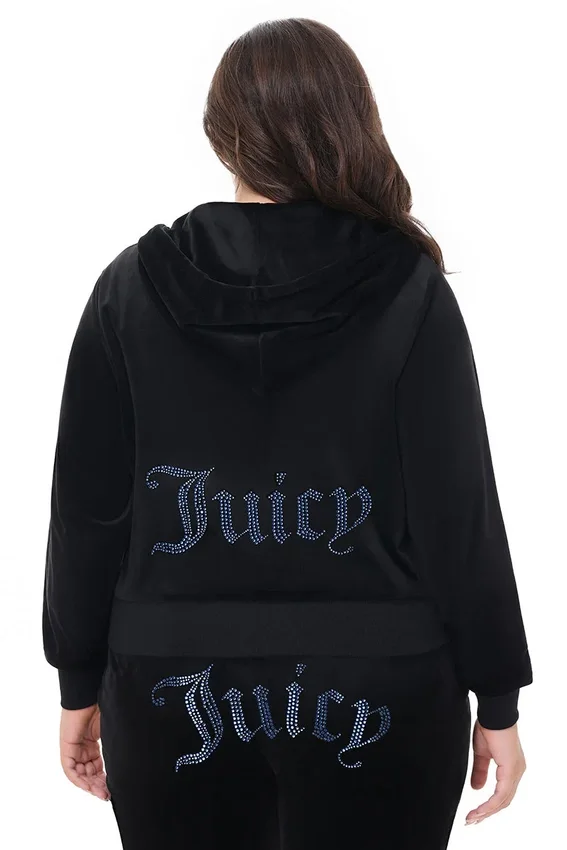 Plus-Size Technicolor Customizable Big Bling Velour Hoodie Plus-Size Technicolor Customizable Big Bling Velour Hoodie