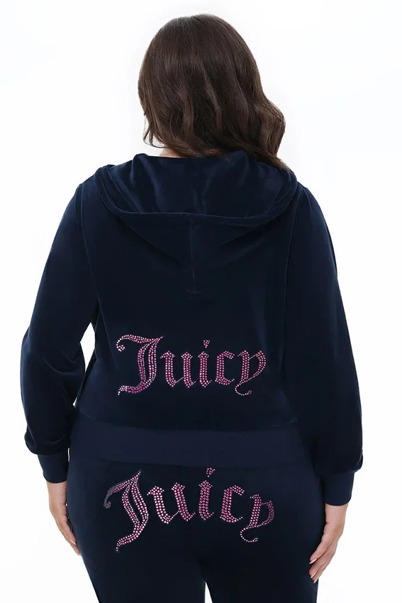 Plus-Size Technicolor Customizable Big Bling Velour Hoodie Plus-Size Technicolor Customizable Big Bling Velour Hoodie