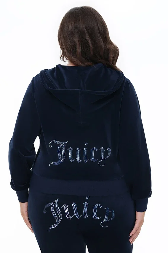 Plus-Size Technicolor Customizable Big Bling Velour Hoodie Plus-Size Technicolor Customizable Big Bling Velour Hoodie
