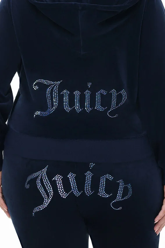Plus-Size Technicolor Customizable Big Bling Velour Hoodie Plus-Size Technicolor Customizable Big Bling Velour Hoodie