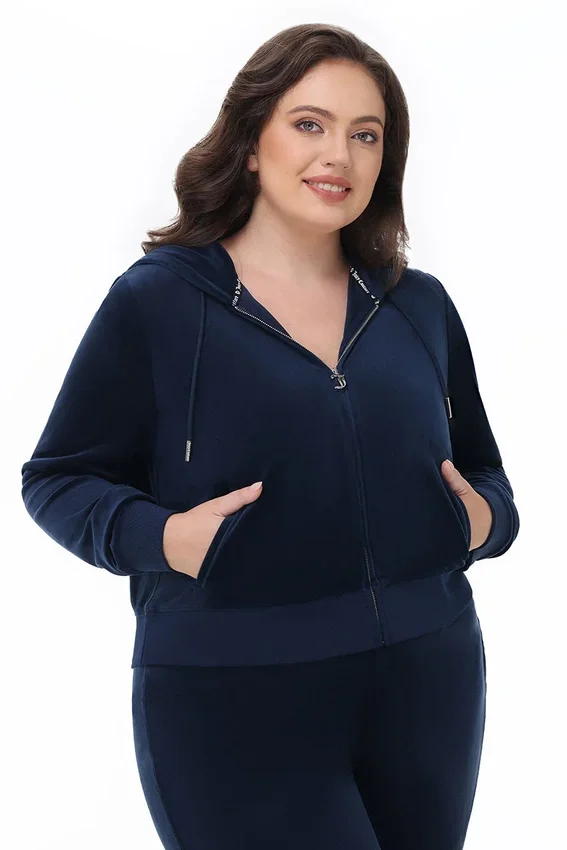 Plus-Size Technicolor Customizable Big Bling Velour Hoodie Plus-Size Technicolor Customizable Big Bling Velour Hoodie