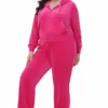 Plus-Size Technicolor Customizable Big Bling Velour Track Pants