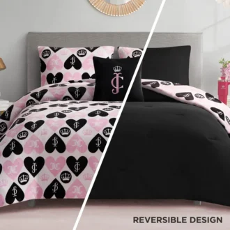 Plush Queen Heart Logo Reversible Comforter Set Plush Queen Heart Logo Reversible Comforter Set