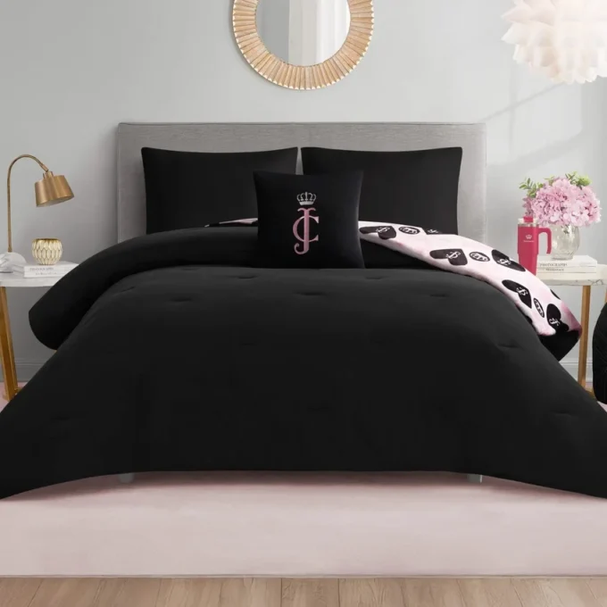 Plush Queen Heart Logo Reversible Comforter Set