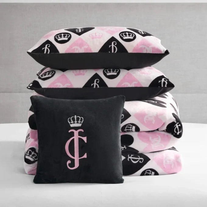 Plush Queen Heart Logo Reversible Comforter Set