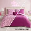 Plush Reversible Leopard Hearts Comforter Set
