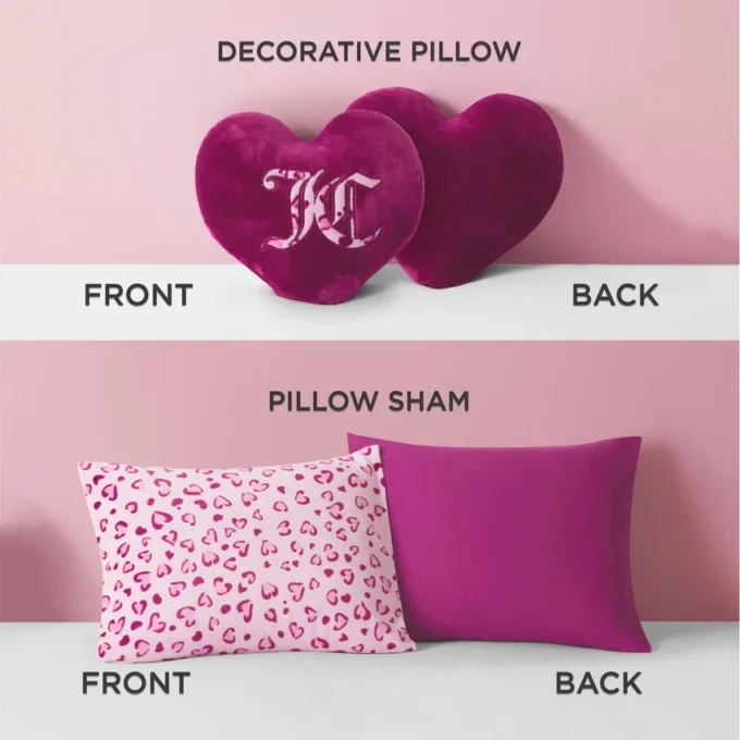 Plush Reversible Leopard Hearts Comforter Set