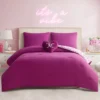 Plush Reversible Leopard Hearts Comforter Set