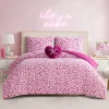Plush Reversible Leopard Hearts Comforter Set