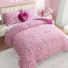 Plush Reversible Leopard Hearts Comforter Set