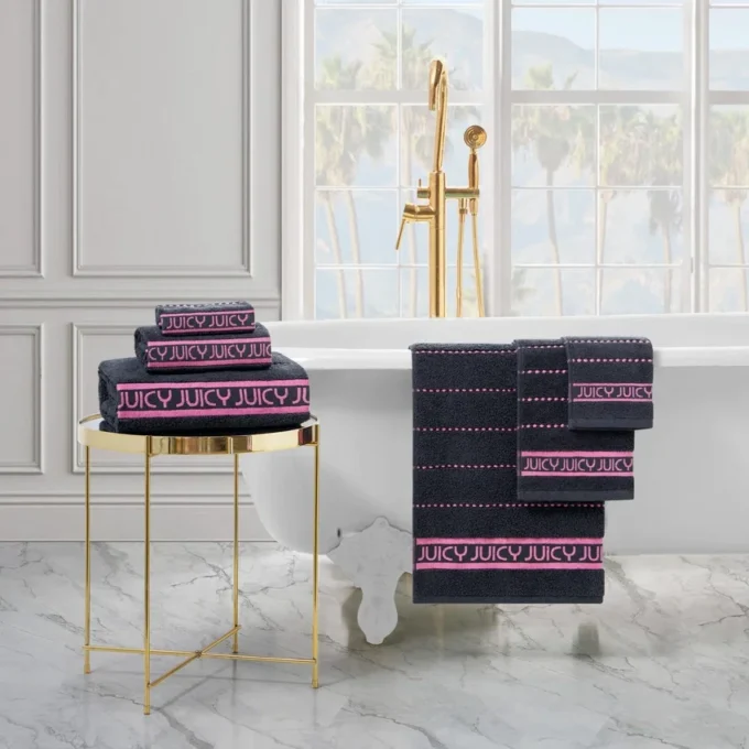 Plush Stripe Bath Towel Set