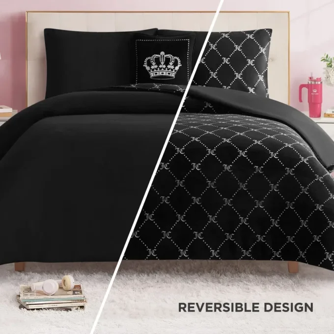 Plush Trellis Link Reversible Comforter Set