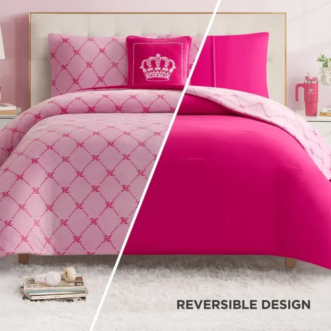Plush Trellis Link Reversible Comforter Set