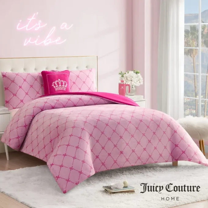 Plush Trellis Link Reversible Comforter Set