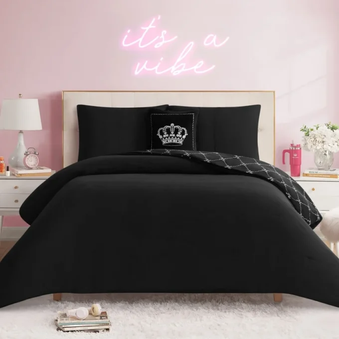 Plush Trellis Link Reversible Comforter Set