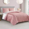 Satin Heart Stitched Quilt Set