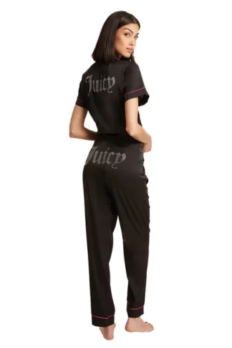 Satin Short Sleeve Notch Collar Pj Set