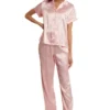 Satin Short Sleeve Notch Collar Pj Set