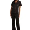 Satin Short Sleeve Notch Collar Pj Set