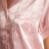 Satin Short Sleeve Notch Collar Pj Set