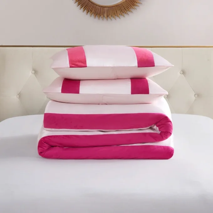 Satin Velvet Stripe Duvet Set Satin Velvet Stripe Duvet Set