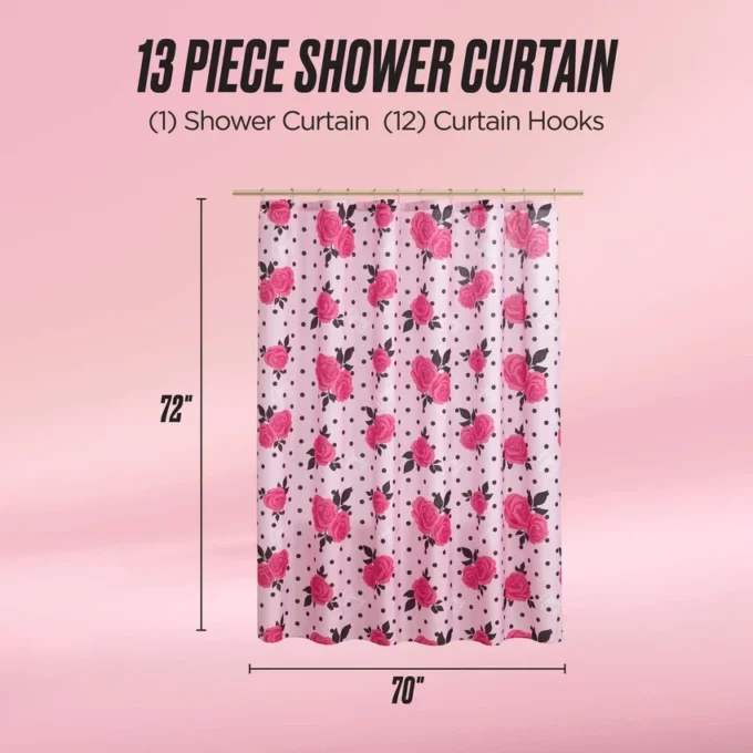 Shower Curtain and Hooks Set Shower Curtain and Hooks Set