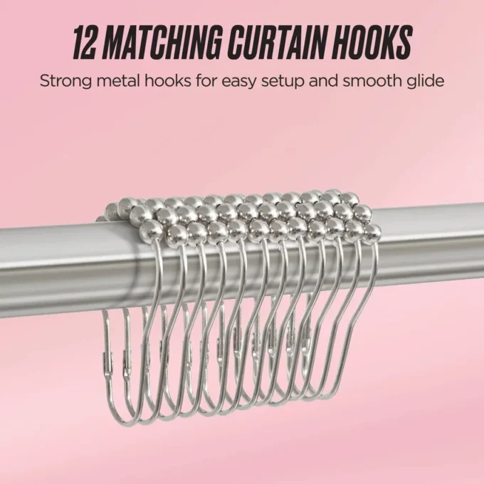Shower Curtain and Hooks Set