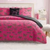 Solid Plush Reversible Cheetah Bows Comforter Set