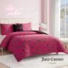 Solid Plush Reversible Cheetah Bows Comforter Set