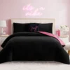 Solid Plush Reversible Cheetah Bows Comforter Set