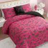Solid Plush Reversible Cheetah Bows Comforter Set