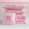Solid Plush Reversible Cheetah Bows Comforter Set