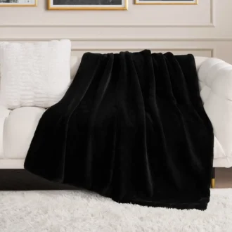 Solid Rabbit Mink Faux Fur Throw Blanket