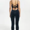 Strappy Script Velour Jumpsuit