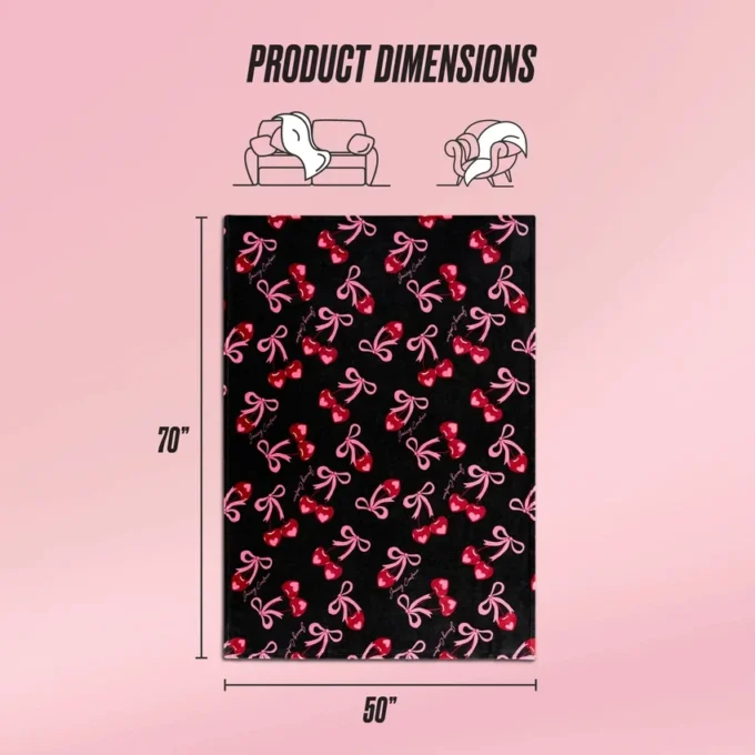 Sweet Cherry Bows Plush Throw Blanket