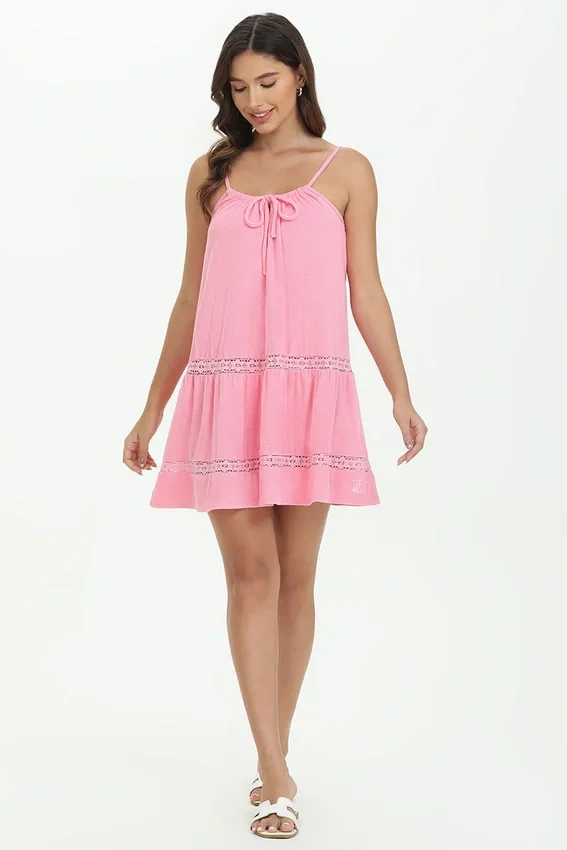 Towel Terry Lace Trim Tiered Dress Towel Terry Lace Trim Tiered Dress